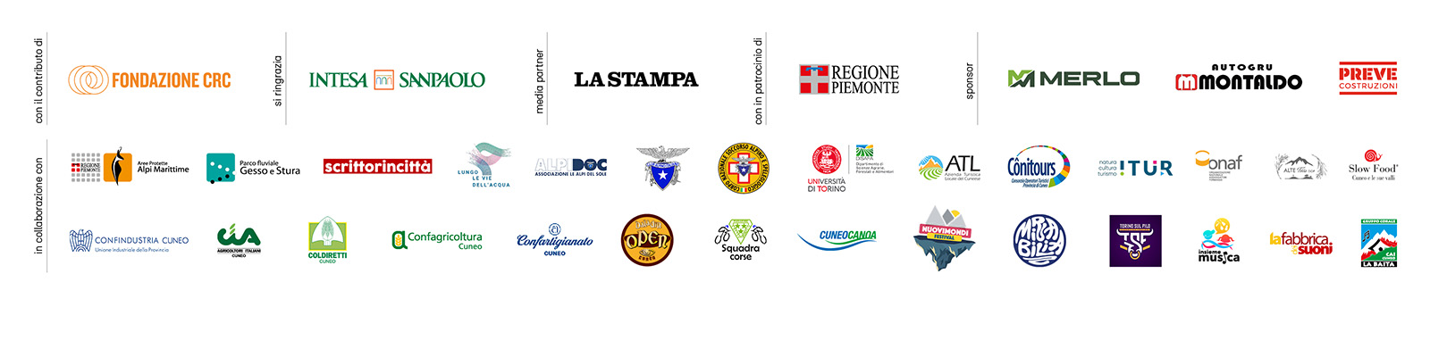 Loghi sponsor e partner del Cuneo Montagna Festival 2023